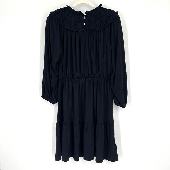 Ann Taylor Ruffle Boho Dress Black XS Petite NWT Stretch Flowy - Picture 2 of 8